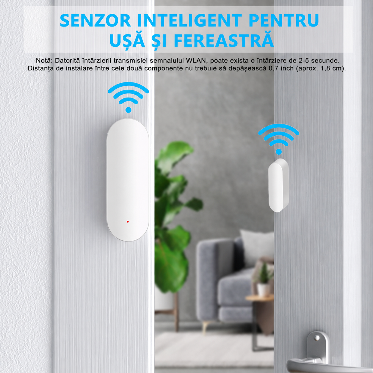 Senzor Smart Ușă & Fereastră WiFi cu Alertă