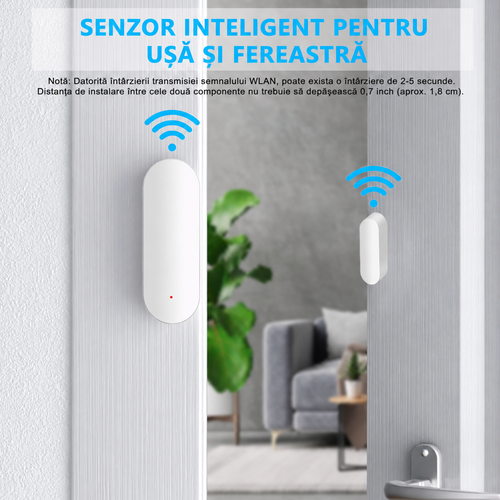 Senzor Smart Ușă & Fereastră WiFi cu Alertă