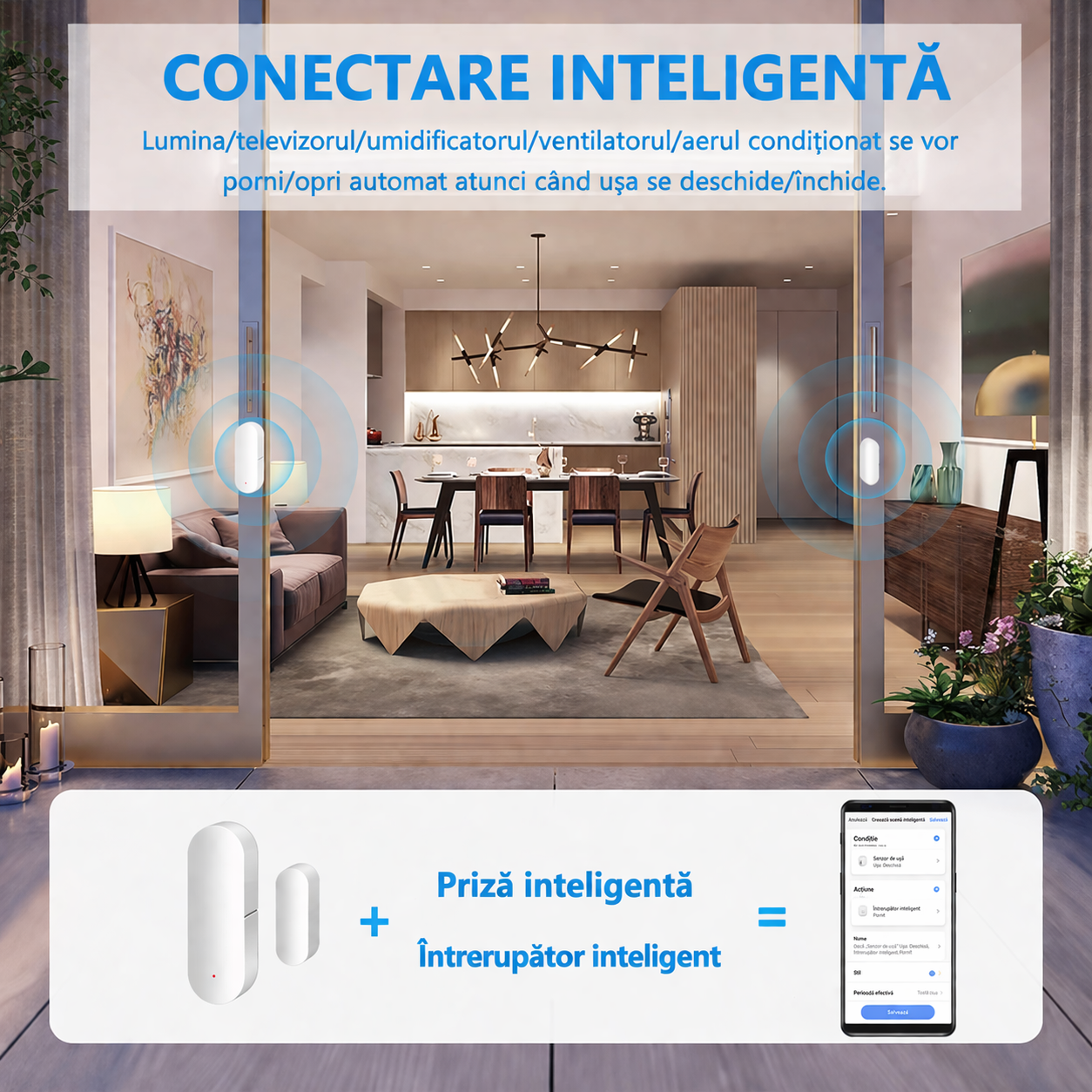 Senzor Smart Ușă & Fereastră WiFi cu Alertă